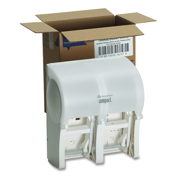 Compact Quad Vertical Four-Roll Coreless Tissue Dispenser, 12.06 x 8 x 14.44, White
