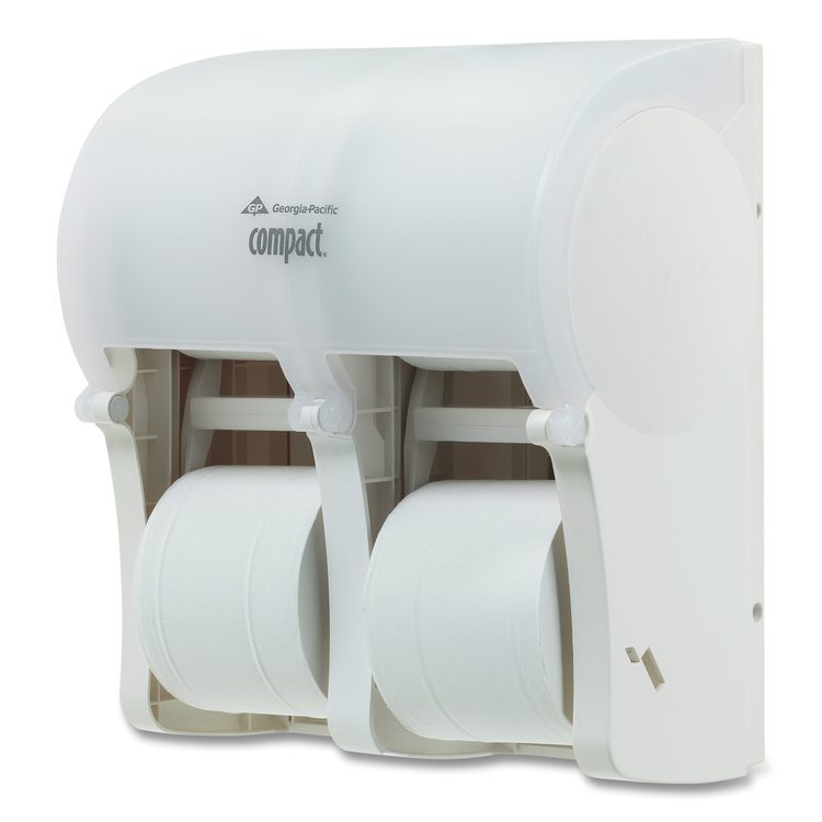 Compact Quad Vertical Four-Roll Coreless Tissue Dispenser, 12.06 x 8 x 14.44, White