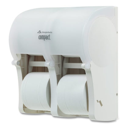 Compact Quad Vertical Four-Roll Coreless Tissue Dispenser, 12.06 x 8 x 14.44, White