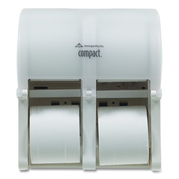 Compact Quad Vertical Four-Roll Coreless Tissue Dispenser, 12.06 x 8 x 14.44, White