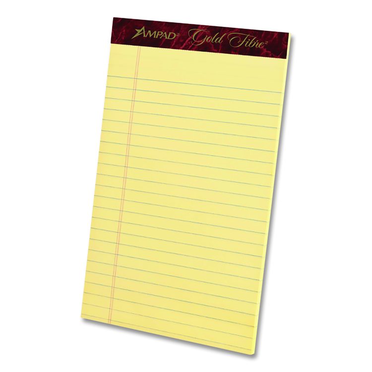 Gold Fibre Quality Writing Pads, Medium/College Rule, (50) Canary Yellow 5 x 8 Sheets, Dozen