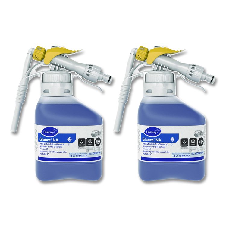 Glance NA Glass and Multi-Surface Cleaner, Unscented, 1.5 L, 2/Carton