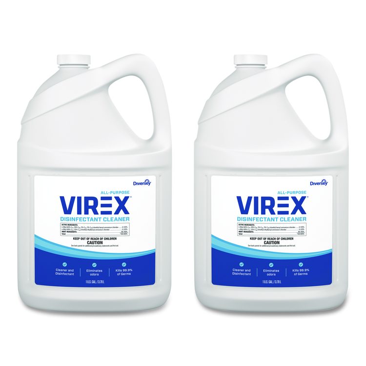 Virex All-Purpose Disinfectant Cleaner, Lemon Scent, 1 gal Container, 2/Carton