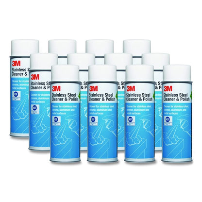 Stainless Steel Cleaner and Polish, Foam, 21 oz Aerosol Spray, 12/Carton