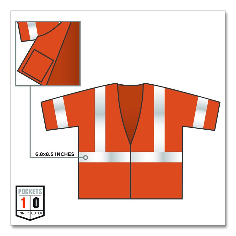 GloWear 8310HL Type R Class 3 Economy Mesh Vest, Polyester, Large to X-Large, Orange