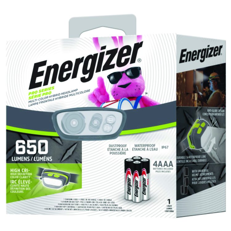 Pro Series Multi-Color Hybrid Headlamp, Rechargeable Lithium Ion Battery/4 AAA Batteries (Included), Gray/Green