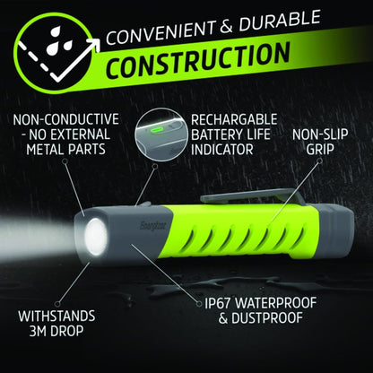 Pro Series Inspection Light, Rechargeable Lithium Ion Battery/2 AAA Batteries (Included), Gray/Green