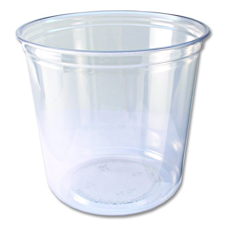 Recycleware Round Deli Container, 24 oz, 4.6" Diameter x 3.6" h, Clear, Plastic, 500/Carton