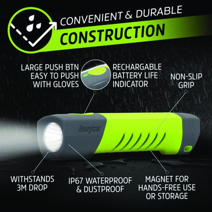 Pro Series Handheld High CRI Flashlight, Rechargeable Lithium Ion Battery/6 AAA Batteries (Included), Gray/Green