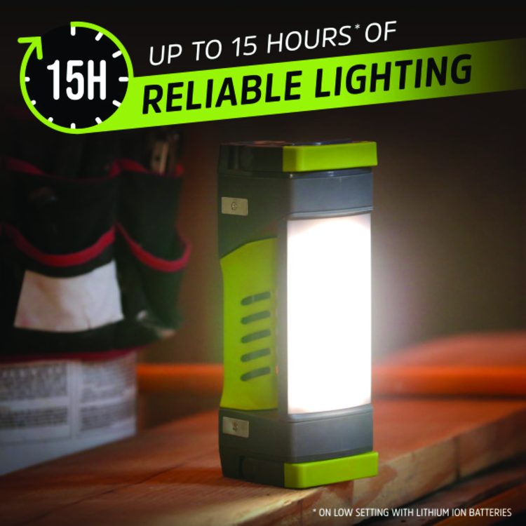 Pro Series Work Light, Rechargeable Lithium Ion Battery/3 AA Batteries (Included), Gray/Green