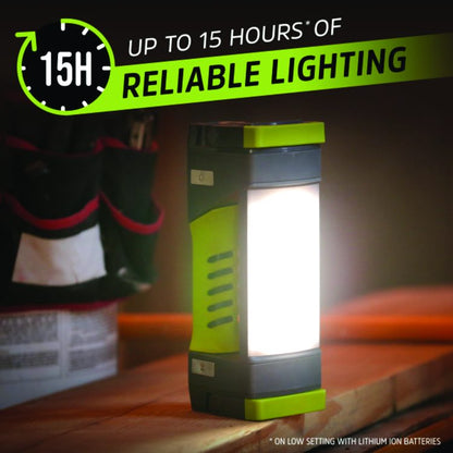 Pro Series Work Light, Rechargeable Lithium Ion Battery/3 AA Batteries (Included), Gray/Green