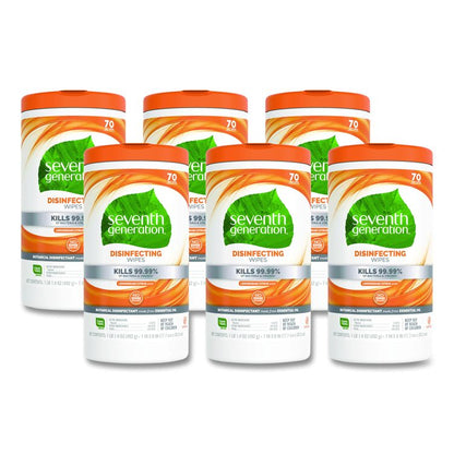 Botanical Disinfecting Wipes, 7 x 8, Lemongrass Citrus, 70 Count, 6/Carton