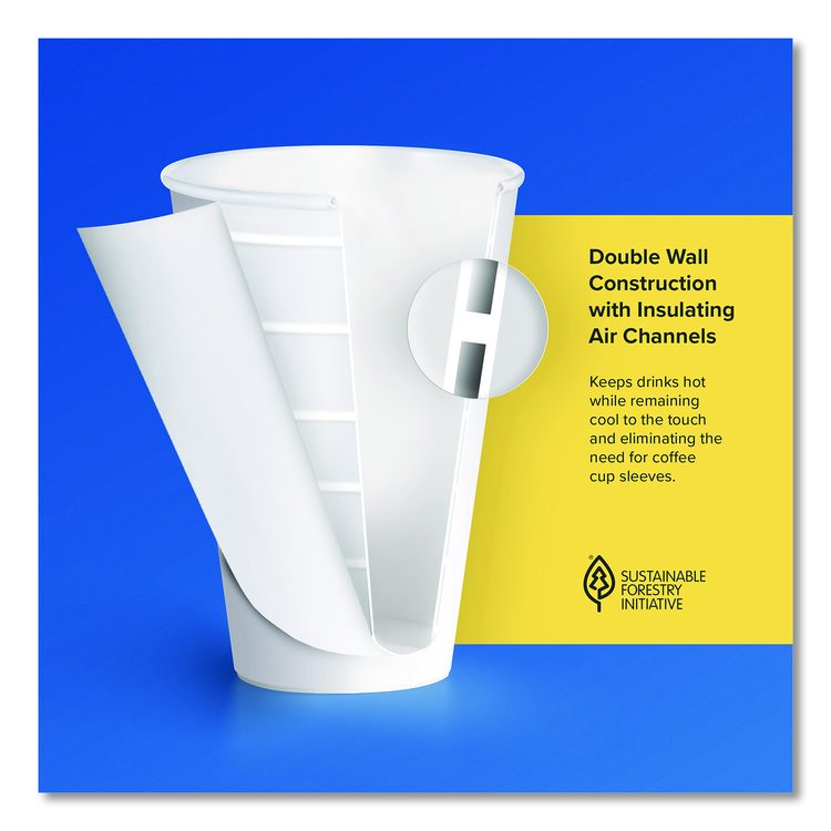 Thermoguard Insulated Paper Hot Cups, 24 oz, White Sustainable Forest Design, 600/Carton