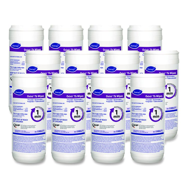 Oxivir TB Disinfectant Wipes, 7 x 6, White, 60/Canister, 12 Canisters/Carton
