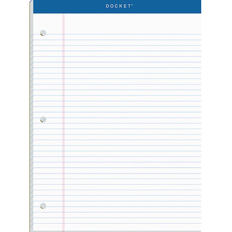 Double Docket Ruled Pads with Extra Sturdy Back, Medium/College Rule, (100) White 8.5 x 11 Sheets