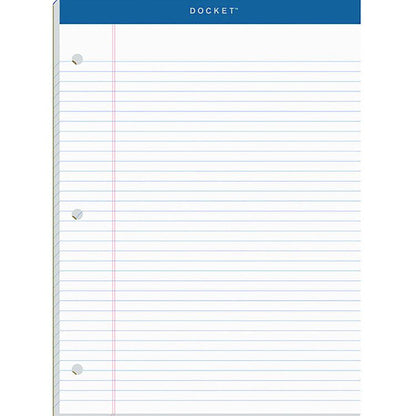 Double Docket Ruled Pads with Extra Sturdy Back, Medium/College Rule, (100) White 8.5 x 11 Sheets