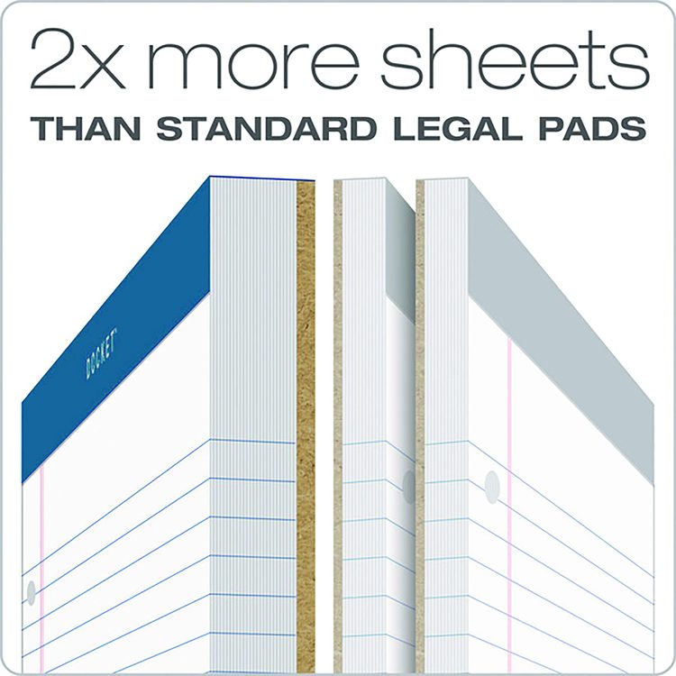 Double Docket Ruled Pads with Extra Sturdy Back, Medium/College Rule, (100) White 8.5 x 11 Sheets