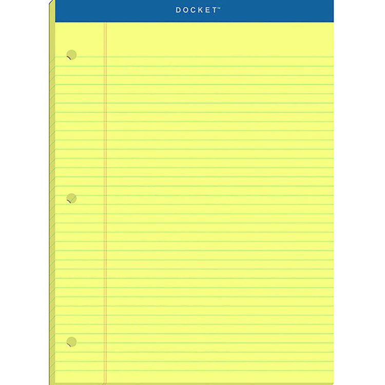 Double Docket Ruled Pads with Extra Sturdy Back, Medium/College Rule, (100) Canary Yellow 8.5 x 11 Sheets