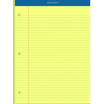 Double Docket Ruled Pads with Extra Sturdy Back, Medium/College Rule, (100) Canary Yellow 8.5 x 11 Sheets