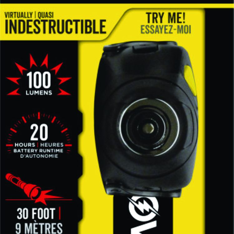 Virtually Indestructible LED Headlight, 3 AAA Batteries (Included), 30 m Projection, Black