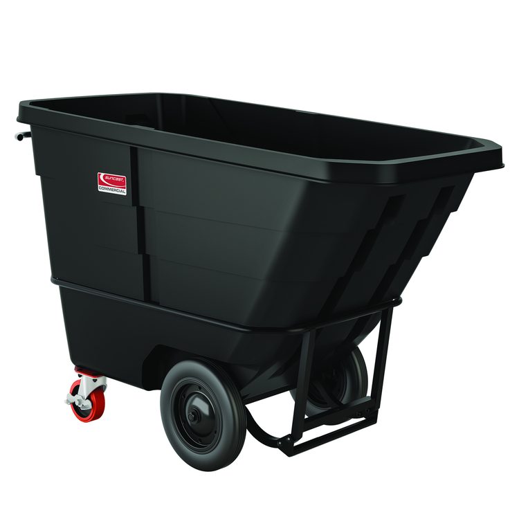 1 cu yd Heavy Duty Tilt Truck, Forkliftable Frame, 2,200 lb Capacity, Black/Red