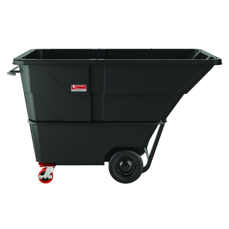 2 cu yd Heavy Duty Tilt Truck, Forkliftable Frame, 2,300 lb Capacity, Black/Red