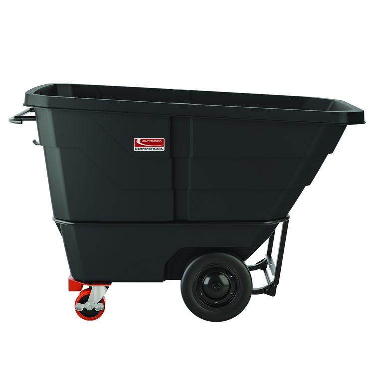 1 cu yd Heavy Duty Tilt Truck, Forkliftable Frame, 2,200 lb Capacity, Black/Red