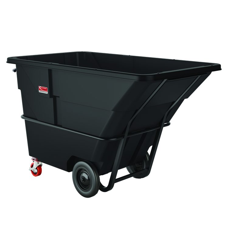 2 cu yd Heavy Duty Tilt Truck, Forkliftable Frame, 2,300 lb Capacity, Black/Red