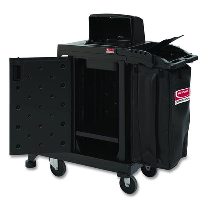 High Security Housekeeping Cart, Plastic, 1 Shelf, 3 Bins, 23.19 x 53.23 x 53.02, Black