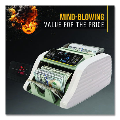 KBR-500 Mixed Denomination Bill Counter, 1,200 bills/min, 9.2" x 14.3" x 13", Light Gray/Black