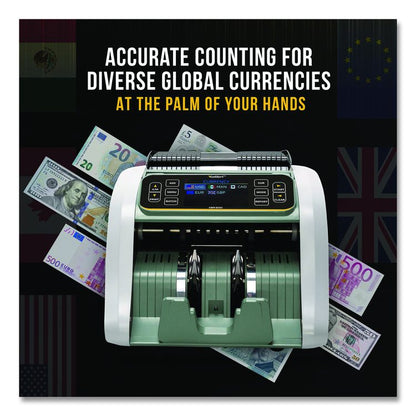 KBR-500 Mixed Denomination Bill Counter, 1,200 bills/min, 9.2" x 14.3" x 13", Light Gray/Black