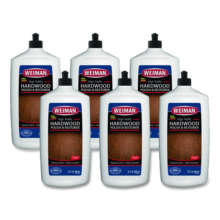 High Traffic Hardwood Polish and Restorer, Slight Acrylic Scent,  32 oz Squeeze Bottle, 6/Carton
