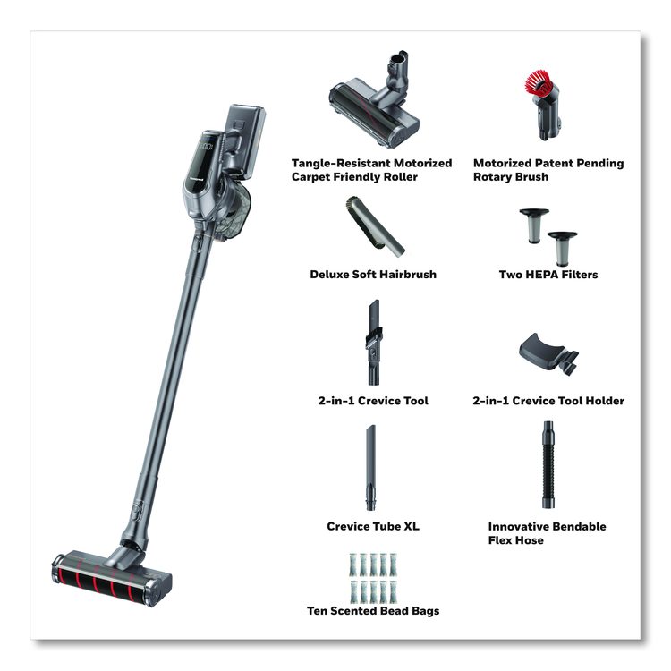 Aeromax Pro VC16 Cordless Vacuum, 8.5" Cleaning Path, Dark Silver