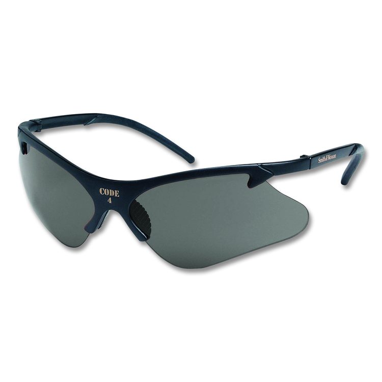 Code 4 Safety Glasses, Black Half Frame, Smoke Dual Lens, 12/Box
