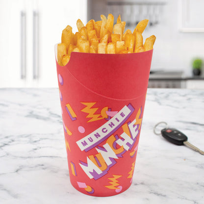Grease-Resistant Paper Munchie Cup Containers, ProPlanet Seal, 9 oz, 3.44" Diameter x 7.23" h, Munchies Design, 500/Carton