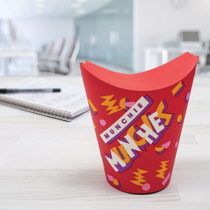 Grease-Resistant Paper Munchie Cup Containers, ProPlanet Seal, 9 oz, 3.44" Diameter x 7.23" h, Munchies Design, 500/Carton