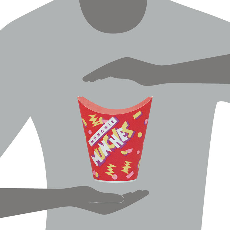 Grease-Resistant Paper Munchie Cup Containers, ProPlanet Seal, 9 oz, 3.44" Diameter x 7.23" h, Munchies Design, 500/Carton