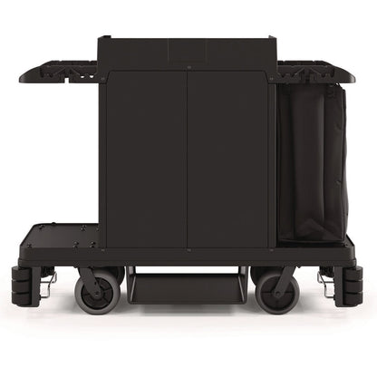 Partially Assembled Premium Housekeeping Cart, Plastic, 1 Shelf, 24 x 62.13 x 49.75, Black