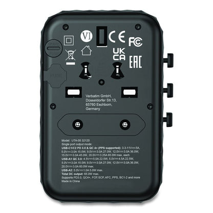 UTA-05 Gan III Universal Travel Adapter, (2) USB-A/(2) USB-C/Quick Charge 4+