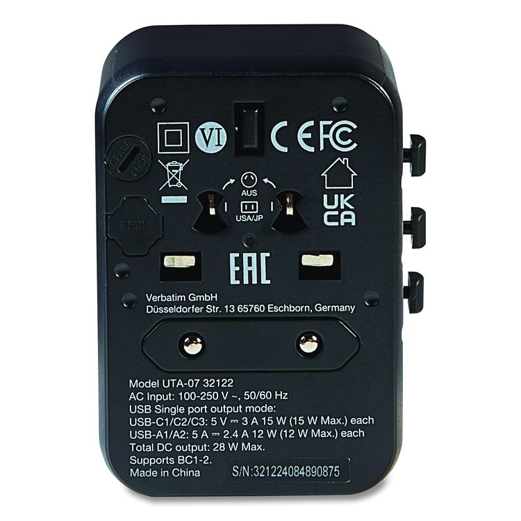 UTA-07 Universal Travel Adapter, (3) USB-A, (3) USB-C