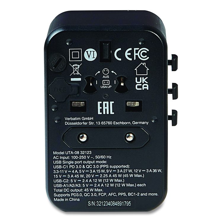 UTA-08 Universal Travel Adapter, (3) USB-A/(3) USB-C