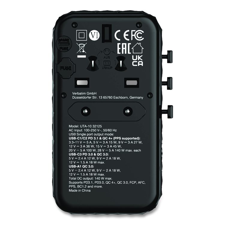 UTA-10 GaN III Universal Travel Adapter, (3) USB-A/(3) USB-C