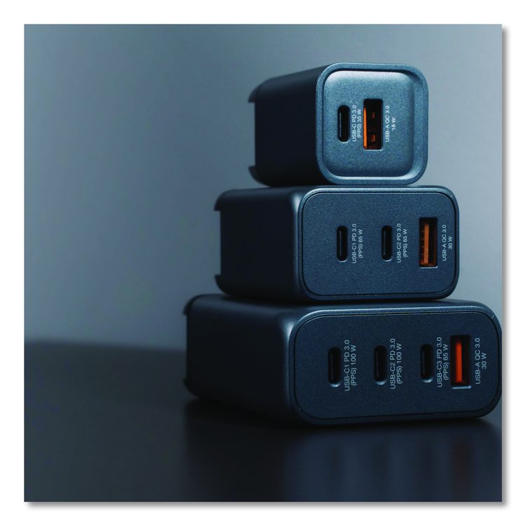 35 W 2-Port GaN Wall Charger, Black/Gray