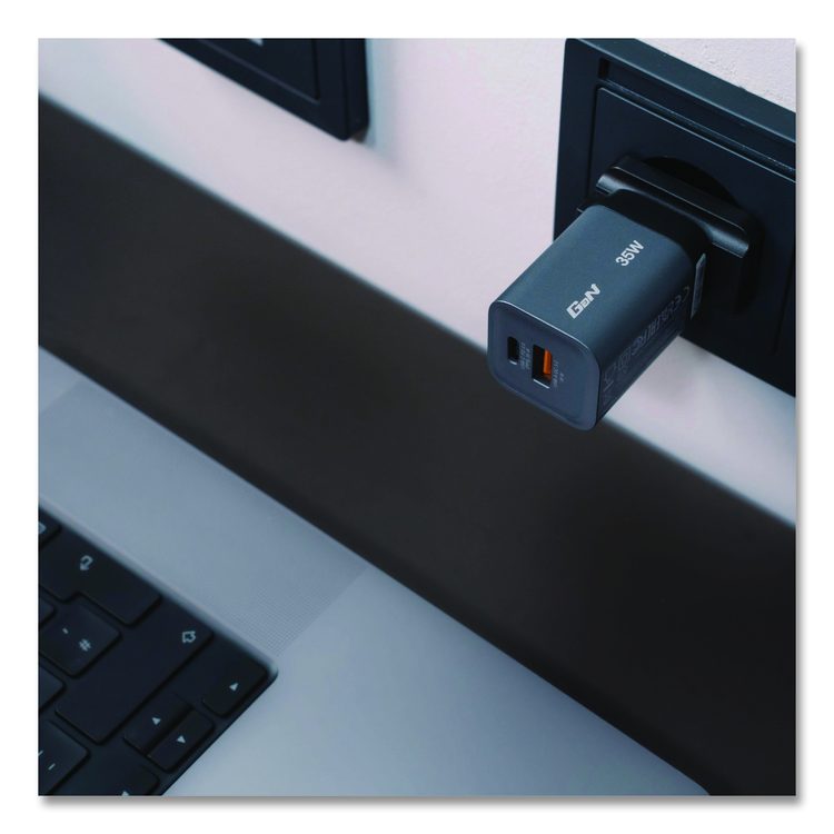 35 W 2-Port GaN Wall Charger, Black/Gray