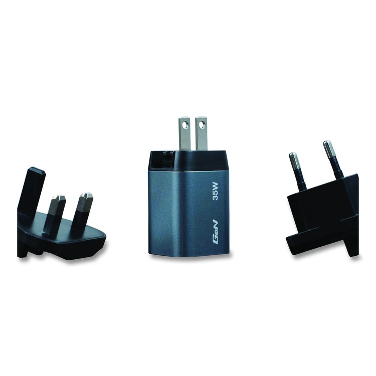 35 W 2-Port GaN Wall Charger, Black/Gray