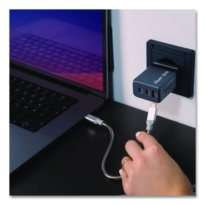 65 W 3-Port GaN Wall Charger, Black/Gray