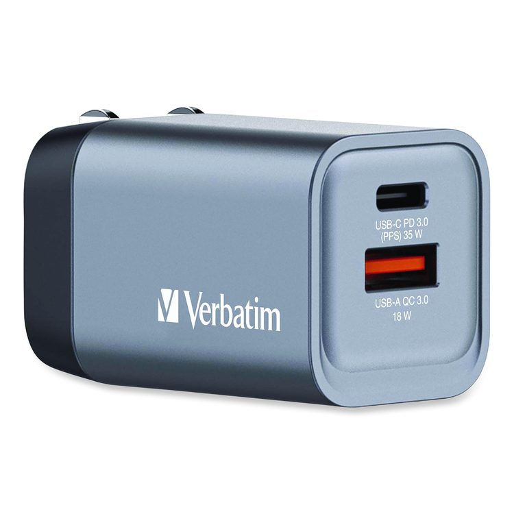 35 W 2-Port GaN Wall Charger, Black/Gray