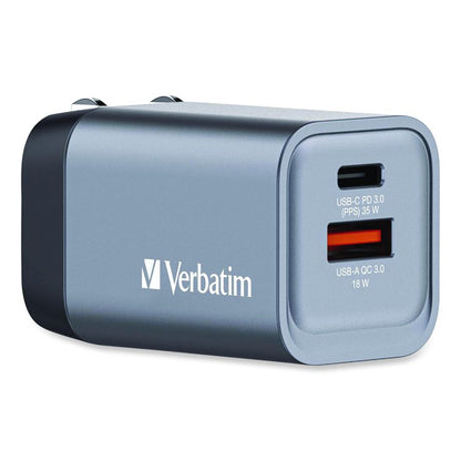 35 W 2-Port GaN Wall Charger, Black/Gray