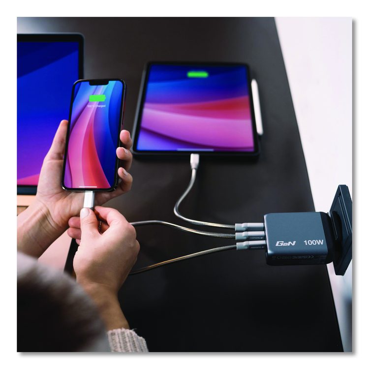 100 W 4-Port GaN Wall Charger, Black/Gray