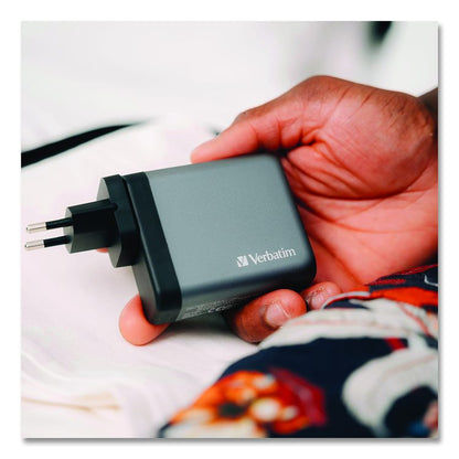 140 W 4-Port GaN Wall Charger, Black/Gray